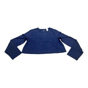 GAP Womens Organic Cotton Vintage Crop Top T-Shirt, Long Sleeve, Blue, Large NEW